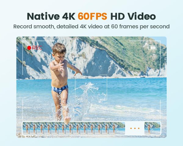 4K60FPS Action Camera Touchscreen, 40M Waterproof Underwater Camera with 64G SD Card, 6-Axis Stabilization Motorcycle Camera 8X Zoom with 2.4G Remote Control 2 * 1350 mAh Batteries - Image 2
