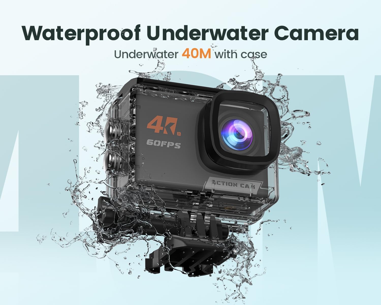 4K60FPS Action Camera Touchscreen, 40M Waterproof Underwater Camera with 64G SD Card, 6-Axis Stabilization Motorcycle Camera 8X Zoom with 2.4G Remote Control 2 * 1350 mAh Batteries - Image 5