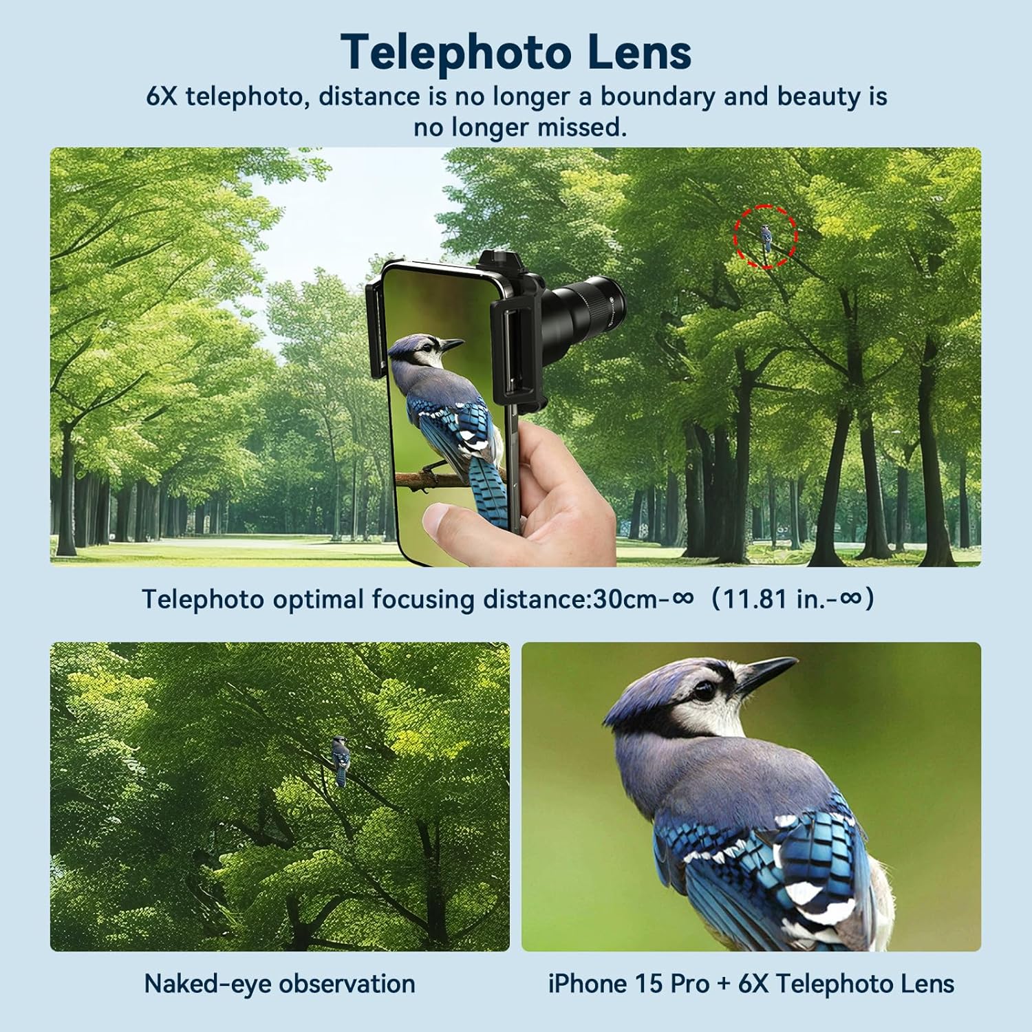 Evil eye 2 in 1 Phone Camera Lens Kit, 6X Telephoto Lens & 150mm Macro Lens with Universal Lens Clip, Phone Lens Attachment for iPhone and Andriod
